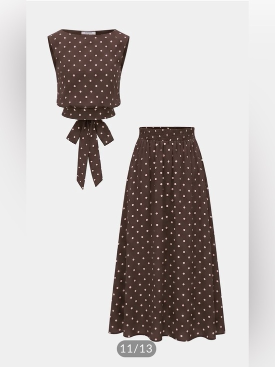 Commense Dresses & Skirts - Commense Polka Dot Sleeveless Top & Maxi Shirt Set